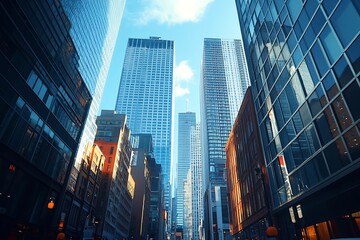 High-Rise City People Looking Up in Suits