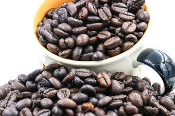 coffee beans and cup