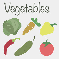 Vegetables for different tastes. Colored icons. Color vegetable set illustration.