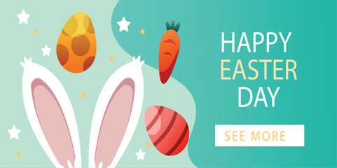 Easter Celebration Card with Eggs and Carrots