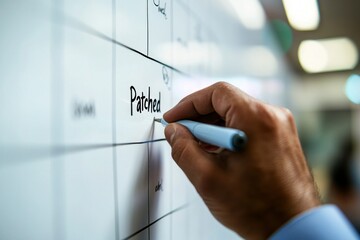 Hand Writing on Whiteboard Calendar