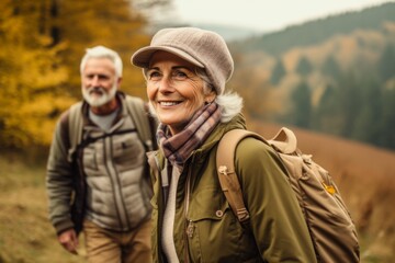 Fototapeta premium Portrait of a Active seniors on country walk
