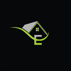 Letter E House Logo Design Template Inspiration, Vector Illustration.