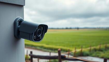 Outdoor Security Camera Monitoring Rural Landscape