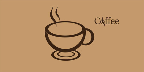 Cup of Coffee. Hot Coffee in Cup Outline Vector edit able file.  hot coffee use for banner, logo, item,  image and others.