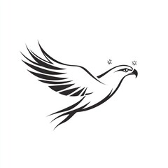 Obraz premium Here's a suggested and keywords for your stock photo.. _Stylized black and white eagle in flight, with stars._