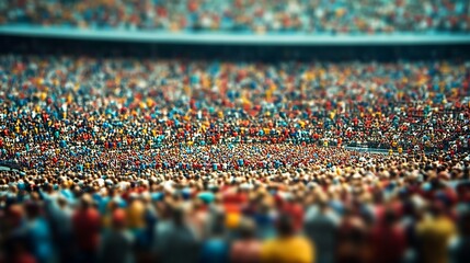 Obraz premium A sea of colorful clothing fills a stadium, a vibrant crowd of diverse people.