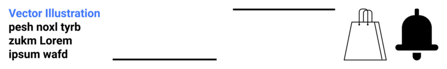 Bell and shopping bag icons representing online shopping notifications and alerts. Ideal for e-commerce websites, apps, digital marketing materials, UXUI design, online sales, customer engagement