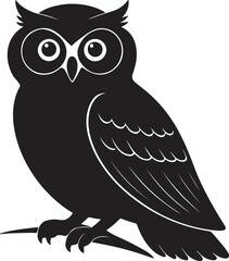 Owl standing silhouette vector art and illustration design.