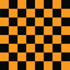 Black and orange checkered seamless geometric pattern. Checkered pattern tile background. Black and Orange grid. checker board abstract. flat style.