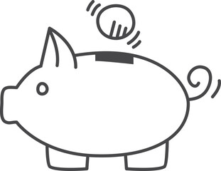 A piggy bank with a coin inside