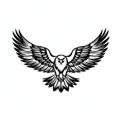 Obraz premium Here's a possible and keyword list for your stock photo.. Majestic eagle with wings spread wide, black and white illustration.