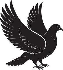 Pigeon flying silhouette vector art and illustration design.