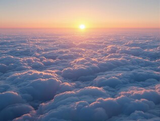 Softly glowing clouds and warm golden light create a peaceful ambiance at sunset, sky,