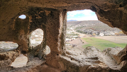 Look to Phyrgian Valley from the windows of the Avdalaz Castle  located 1.5 km north of the Phrygian settlement Ayazini is a multi-storey, multi-room fortress.  