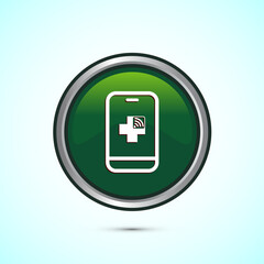 Online healthcare icon design, Virtual medical service sign, Green Color Round Button Design