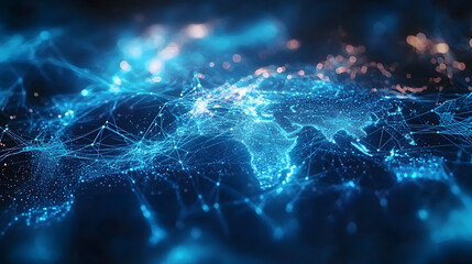 Abstract news concept with blue lines connecting with data.