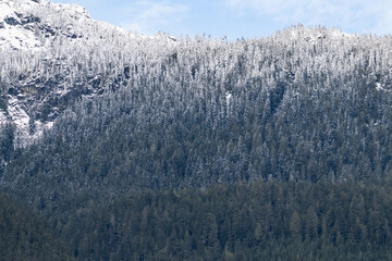 Snow covered mountains in Squamish, British Columbia, Canada. Landscape background