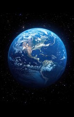 Fototapeta premium A stunning view of Earth from space, highlighting its blue oceans and green landmasses.