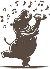 illustration of a dencing hippo