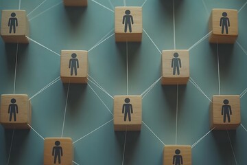 Interconnected Wooden Blocks Teamwork & Community Network