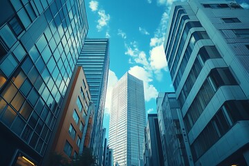 Obraz premium Japanese Metropolis Steel, Glass, & Vertical Lines