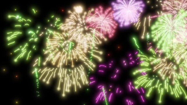 Multicolored Firework display celebration event Looping background animation