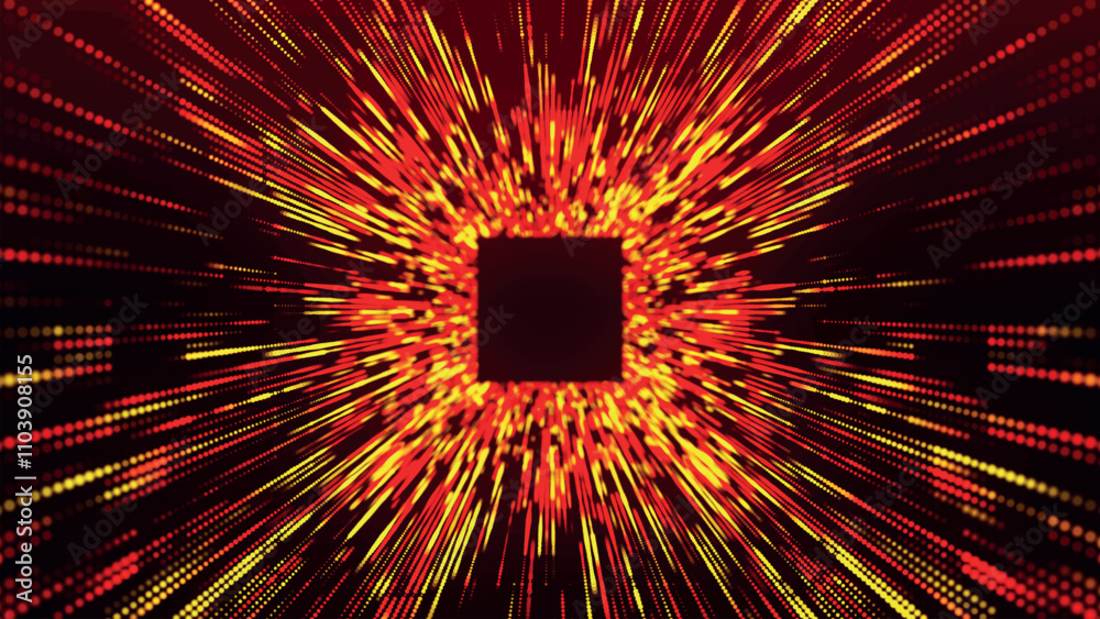 Poster colorful square tunnel background. abstract digital background. big data visualization. data flow in