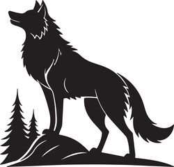 Wolf silhouette vector art and illustration design.