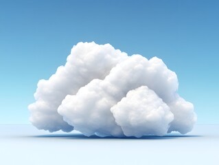 A fluffy, white cloud against a clear blue sky, creating a serene and calming atmosphere.