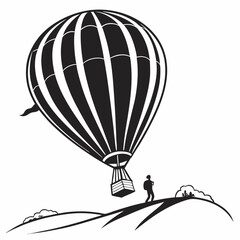 hot balloon silhouette vector