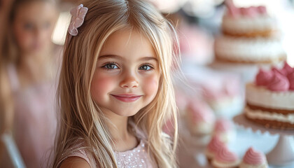 Fototapeta premium Smiling child playing, cute happiness, cheerful portrait joy generated by AI