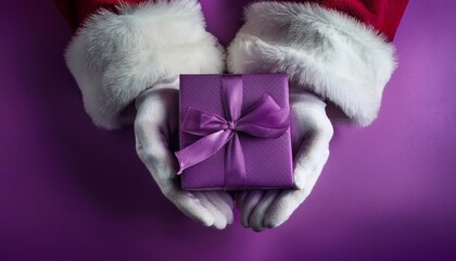 Christmas present in the hands of Santa Claus