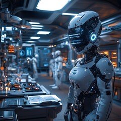 Futuristic Robotics in a High-Tech Environment