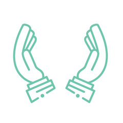 Two hands icon as protect support or care symbols vector image , hand holding symbol, Vector Icon Hand Holding