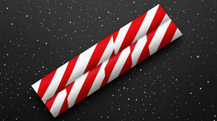 Obraz premium Red and white striped Christmas candy on dark background with snowflakes, creating festive and cheerful atmosphere