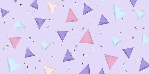 Pastel triangles on lavender background.