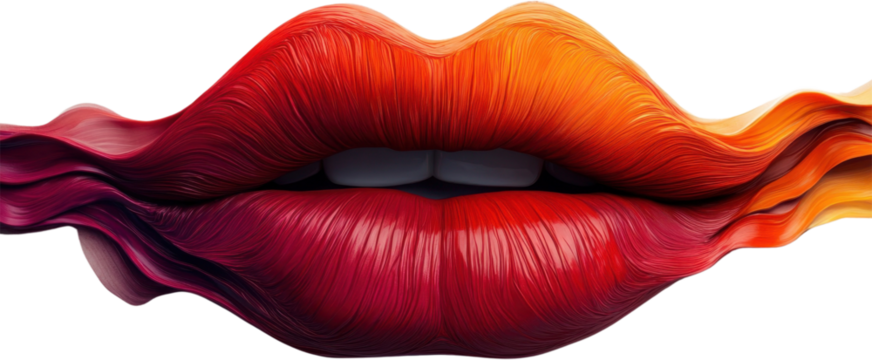 Vibrant hues blend into alluring lips creating an artistic representation of beauty and emotion in a captivating design