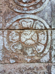 Flower Pattern Art Carvings on Hindu Temple Wall Heritage