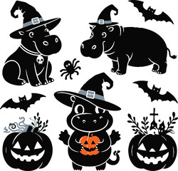 halloween icons set