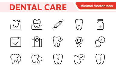 Dental Icon Set. A comprehensive collection of vibrant and professional icons for dental practices, perfect for patient communication to promote oral health awareness.