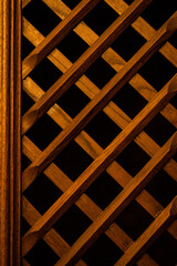 Wooden lattice design with warm lighting