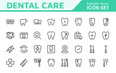 Dental Icon Set. A comprehensive collection of vibrant and professional icons for dental practices, perfect for patient communication to promote oral health awareness.