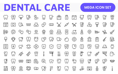 Dental Icon Set. A comprehensive collection of vibrant and professional icons for dental practices, perfect for patient communication to promote oral health awareness.