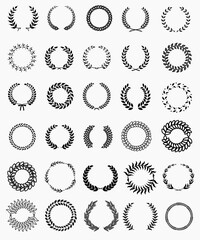 Various Greek round branch wreathes set