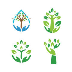 Hand Tree Logo Template Icon