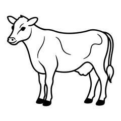 Obraz premium cow silhouette outline art isolated white background