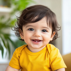 close up of little indian baby smiling