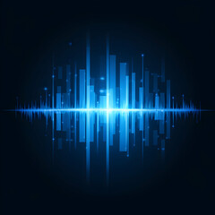 Luminous blue digital waveform, suggesting dynamic sound environment with glowing bars For Social Media Post Size