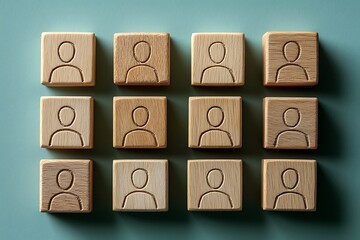 Minimalist Carved Team Uniform Wooden Employee Group